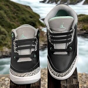 Jordan 3 Retro PS Green Glow Black Wolf Grey DM0966-031 Size 11C Kids Sneakers